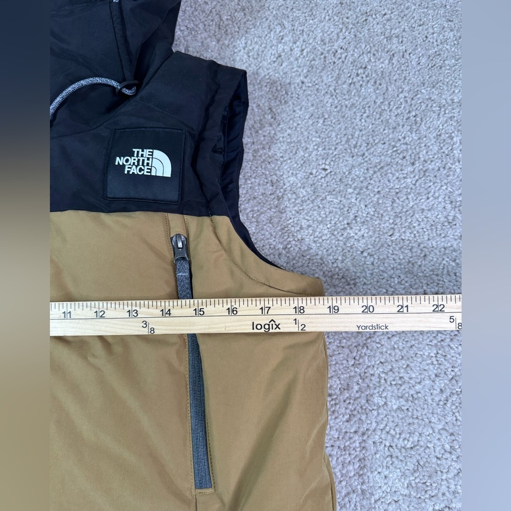The North Face Women's Small 550 Goose Down Pallie Khaki Black Hooded Vest - Picture 11 of 11